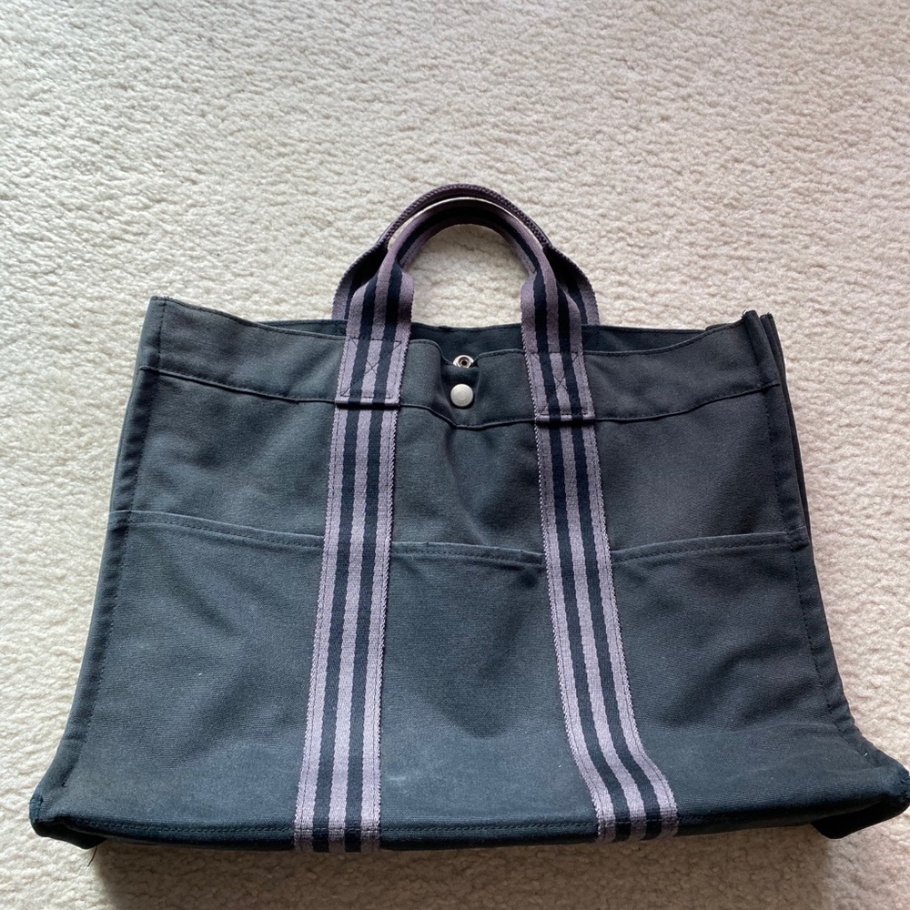 Auth Hermès fourre-tout black and grey - Picture 2 of 8
